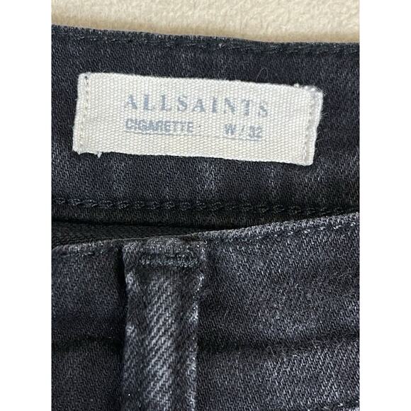 Allsaints Jeans Mens 32 Black Crow‎ Cigarette Skinny Stretch Designer Slim Fit - Picture 4 of 14